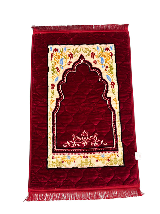 Red Jaynamaz Premium Velvet Quilted Prayer