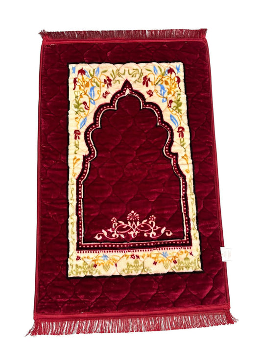 Red Jaynamaz Premium Velvet Quilted Prayer